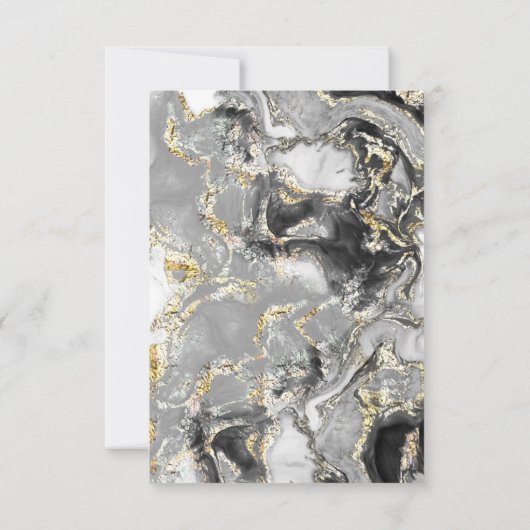 黒金ゴールドインク流体大理石結婚式招待状 招待状 (裏面)