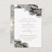 黒金ゴールドインク流体大理石結婚式招待状 招待状 (正面/裏面)