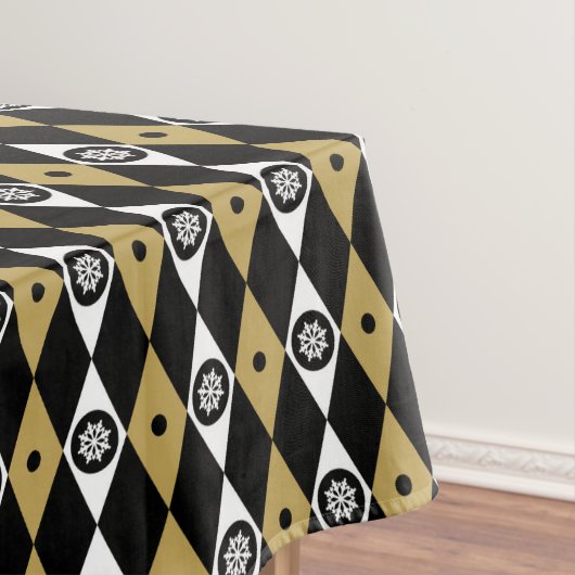 黒金ゴールドエレガントクリスマススノーフレーク テーブルクロス (インサイチュ)