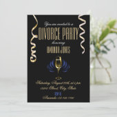 黒金ゴールドエレガントシャンパン離婚パーティー 招待状 (スタンド正面)