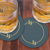 黒金ゴールドエレガントピンスプレイモノグラム ラウンドペーパーコースター