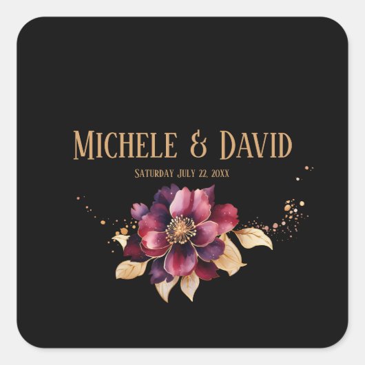 黒金ゴールドエレガントブルゴーニュ スクエアシール (正面)