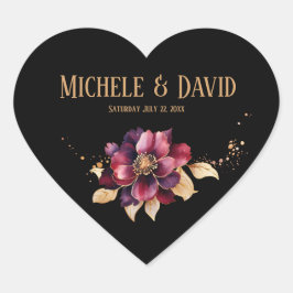 黒金ゴールドエレガントブルゴーニュ ハートシール