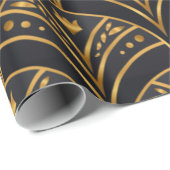 黒金ゴールドエレガントホタテ貝模様アールデコ ラッピングペーパー (ロールコーナー)