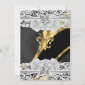 黒金ゴールドエレガントホワイトレ結婚ース 招待状 (裏面)