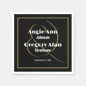 黒金ゴールドエレガントミニマルパーソナライズされたパーティー スタンダードカクテルナプキン (正面)