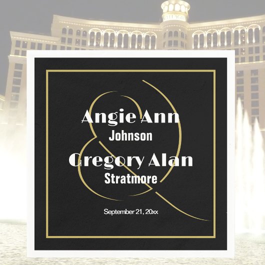 黒金ゴールドエレガントミニマルパーソナライズされたパーティー スタンダードカクテルナプキン