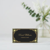 黒金ゴールドエレガントヴィンテージ書道QRコード 名刺 (スタンド正面)