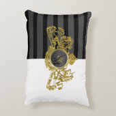 黒金ゴールドエンブレムホワイトタキシードリングや輪ベアラー枕 アクセントクッション (裏面(縦))