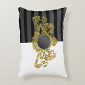 黒金ゴールドエンブレムホワイトタキシードリングや輪ベアラー枕 アクセントクッション (正面(垂直))