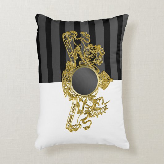黒金ゴールドエンブレムホワイトタキシードリングや輪ベアラー枕 アクセントクッション (正面(垂直))