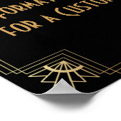 黒金ゴールドカスタムアールデコDIY結婚徴候 ポスター (角)