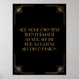 黒金ゴールドカスタムアールデコDIY結婚徴候 ポスター