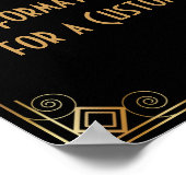 黒金ゴールドカスタムアールデコDIY結婚徴候 ポスター (角)