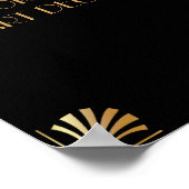 黒金ゴールドカスタムアールデコDIY結婚徴候 ポスター (角)