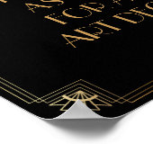 黒金ゴールドカスタムアールデコDIY結婚徴候 ポスター (角)