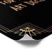 黒金ゴールドカスタムアールデコDIY結婚徴候 ポスター (角)