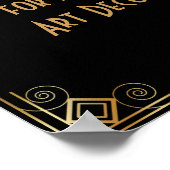 黒金ゴールドカスタムアールデコDIY結婚徴候 ポスター (角)