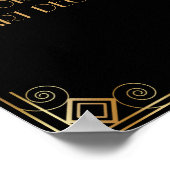 黒金ゴールドカスタムアールデコDIY結婚徴候 ポスター (角)