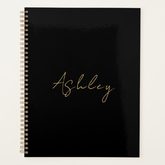 黒金ゴールドカラープロフェッショナルトレンディーモダン名 プランナー手帳 (正面)