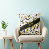 黒金ゴールドガーリーバレーボールパターンwネットアクセント クッション (椅子)