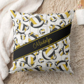 黒金ゴールドガーリーバレーボールパターンwネットアクセント クッション (ブランケット)