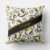 黒金ゴールドガーリーバレーボールパターンwネットアクセント クッション (裏面)