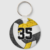 黒金ゴールドガールズバレーボールキーチェーンwチーム名 キーホルダー (正面)