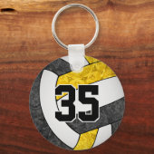 黒金ゴールドガールズバレーボールキーチェーンwチーム名 キーホルダー (正面)