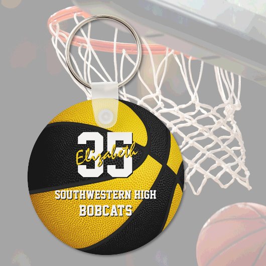 黒金ゴールドキッズバスケットチームカラー キーホルダー