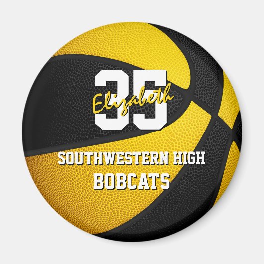 黒金ゴールドキッズバスケットチームカラー マグネット (正面)