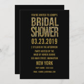 黒金ゴールドグリッタータイポグラフィブライダルシャワー招待状 招待状 (正面/裏面)
