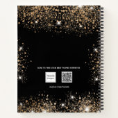 黒金ゴールドグリッターダストモノグラムイニシャル ノートブック (裏面)