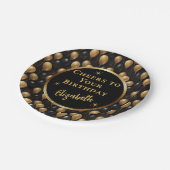 黒金ゴールドグリッターバルーン誕生日応援 ペーパープレート (アングル)