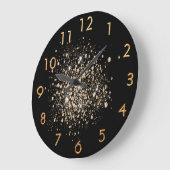 黒金ゴールドグリッター塵 ラージ壁時計 (傾斜)