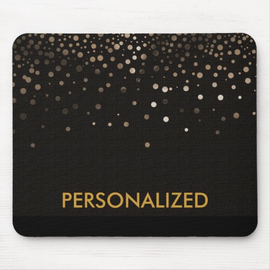 黒金ゴールドグリッター紙吹雪フェイク パーソナライズされた マウスパッド (正面)