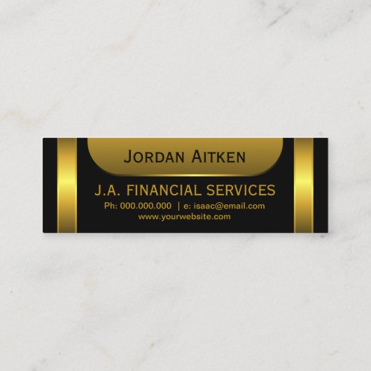 黒金ゴールドコイン小さな垂直CPA会計士 スキニー名刺 (裏面)