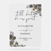 黒金ゴールドゴシックバラ結婚フローラ アクリルサイン (正面)