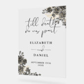 黒金ゴールドゴシックバラ結婚フローラ アクリルサイン (傾斜)