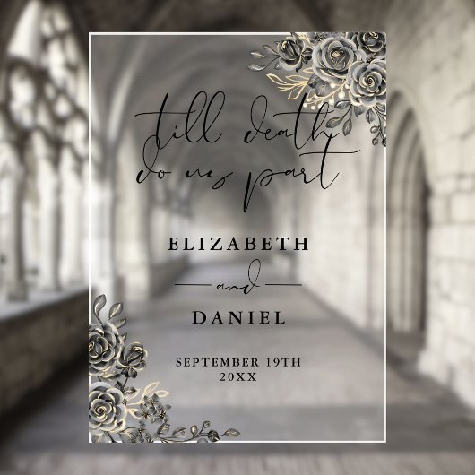 黒金ゴールドゴシックバラ結婚フローラ アクリルサイン