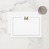 黒金ゴールドスクリプト書道名モノグラム ノートカード (正面/裏面インサイチュ)