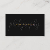 黒金ゴールドスクリプト書道署名QRコード 名刺 (正面)