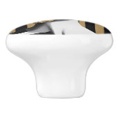 黒金ゴールドストライプ女性花ノブセラミックプル セラミックノブ (側面)