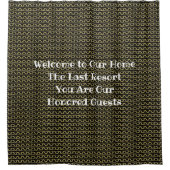 黒金ゴールドタイポグラフィ引用文浴用パターン シャワーカーテン (正面)