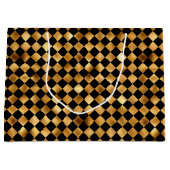 黒金ゴールドダイヤモンドパターン ラージペーパーバッグ (正面)