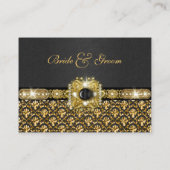 黒金ゴールドダマスク「テーブル結婚番号」 プレイスカード (裏面)