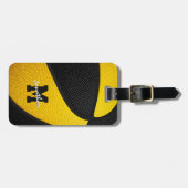 黒金ゴールドチームカラーモノグラムのバスケットボール ラゲッジタグ (正面横)