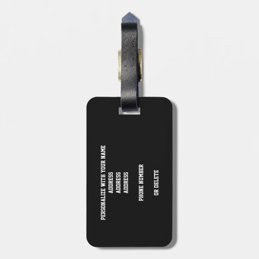 黒金ゴールドチームカラーモノグラムのバスケットボール ラゲッジタグ (裏面縦)