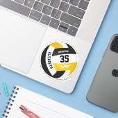 黒金ゴールドチームカラー女の子の男の子バレーボール シール (ノートパソコンとiPhone)