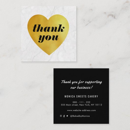 黒金ゴールドハート名刺 スクエア名刺 (正面/裏面)